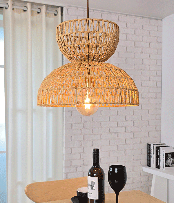 델피아 라탄 1등 펜던트 주방식탁등 식탁조명 (소/대/소+대)